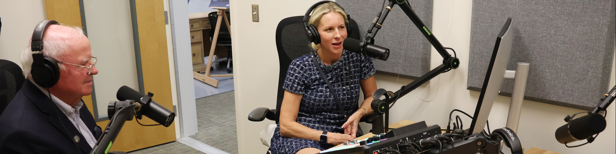 Customers in the podcast studio