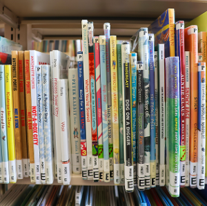 picture books on shelf